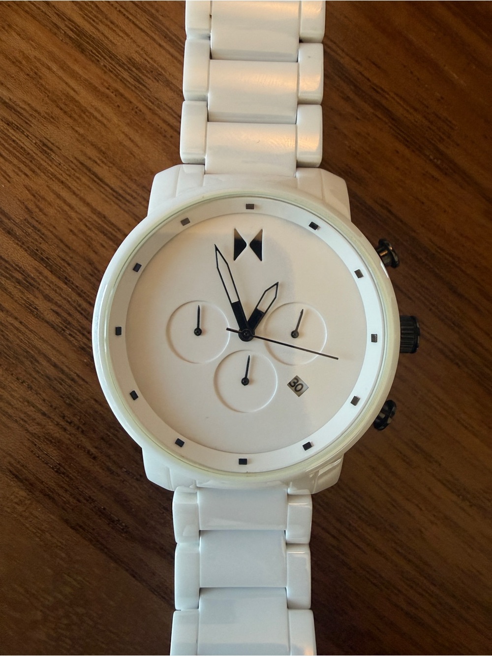 MVMT White Ceramic Chronograph with Black Accents